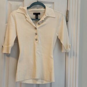INC International Concepts Cream Short Sleeve Top